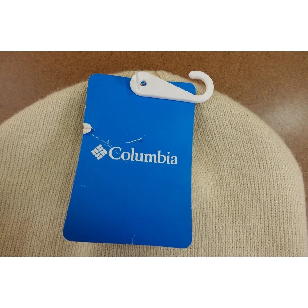 Columbia Adult Unisex One Size Bone Knit Logo pathc Cuffed Beanie NWT